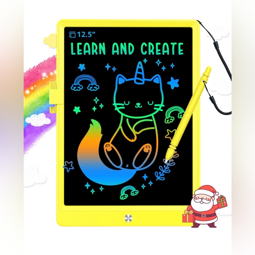 LCD Writing Drawing Tablet 12.5” Doodle Board Pad Toy Colorful Yellow NEW in Box
